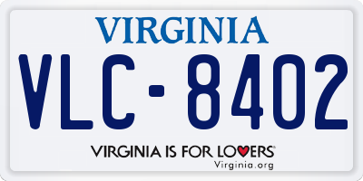 VA license plate VLC8402