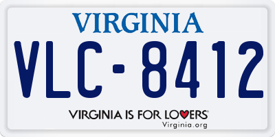 VA license plate VLC8412
