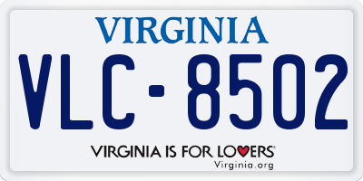 VA license plate VLC8502