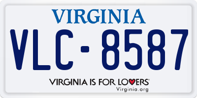 VA license plate VLC8587