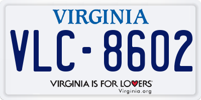 VA license plate VLC8602