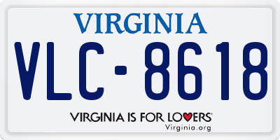 VA license plate VLC8618