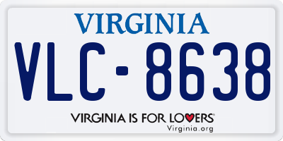 VA license plate VLC8638
