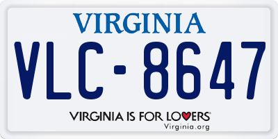 VA license plate VLC8647