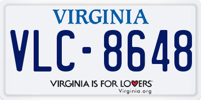 VA license plate VLC8648
