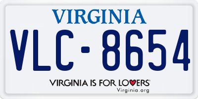 VA license plate VLC8654