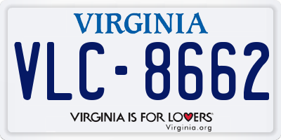 VA license plate VLC8662