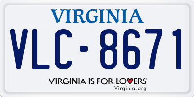 VA license plate VLC8671