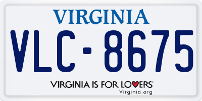 VA license plate VLC8675