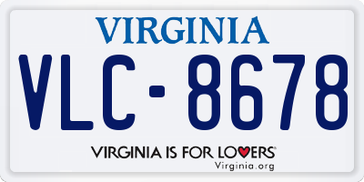 VA license plate VLC8678