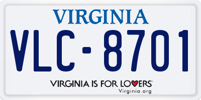 VA license plate VLC8701