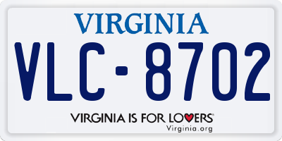 VA license plate VLC8702