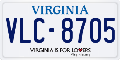 VA license plate VLC8705