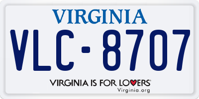 VA license plate VLC8707