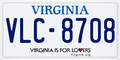 VA license plate VLC8708
