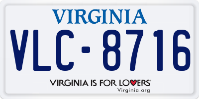 VA license plate VLC8716