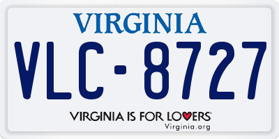 VA license plate VLC8727