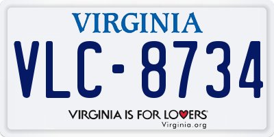 VA license plate VLC8734