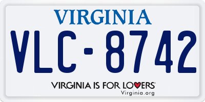 VA license plate VLC8742