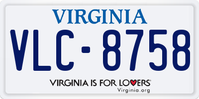 VA license plate VLC8758