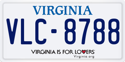 VA license plate VLC8788