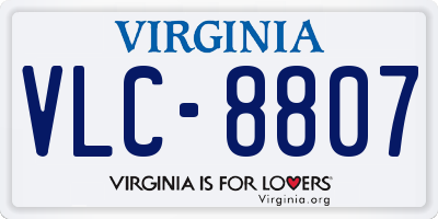 VA license plate VLC8807