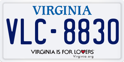 VA license plate VLC8830