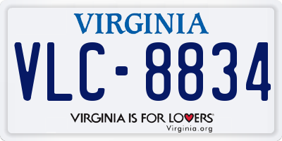 VA license plate VLC8834