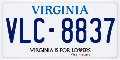 VA license plate VLC8837