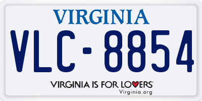 VA license plate VLC8854