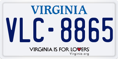 VA license plate VLC8865