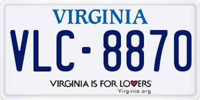 VA license plate VLC8870