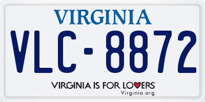 VA license plate VLC8872