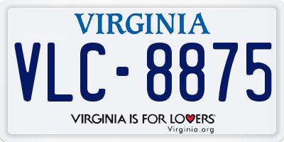 VA license plate VLC8875