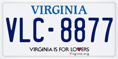 VA license plate VLC8877