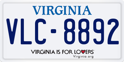 VA license plate VLC8892