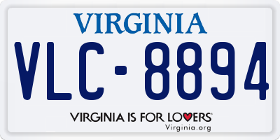 VA license plate VLC8894
