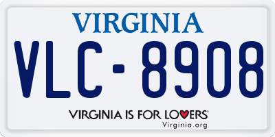 VA license plate VLC8908