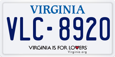 VA license plate VLC8920