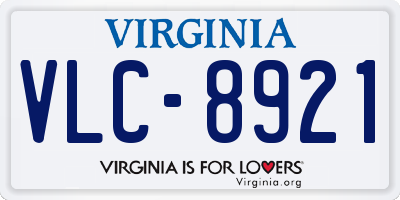 VA license plate VLC8921