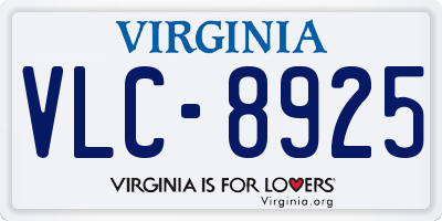 VA license plate VLC8925