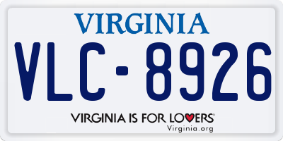 VA license plate VLC8926