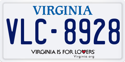 VA license plate VLC8928