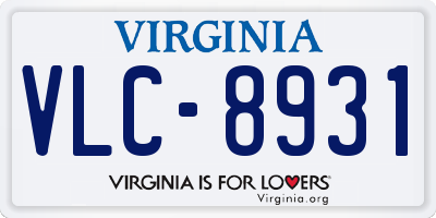 VA license plate VLC8931