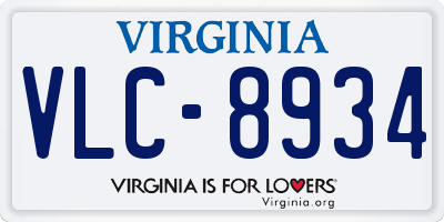 VA license plate VLC8934