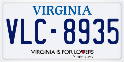 VA license plate VLC8935