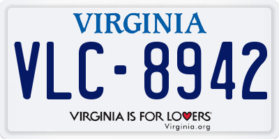 VA license plate VLC8942