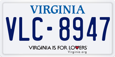 VA license plate VLC8947