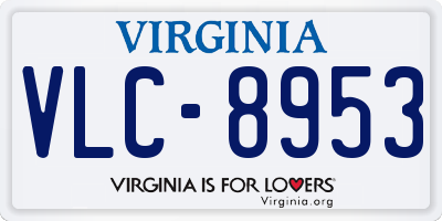 VA license plate VLC8953