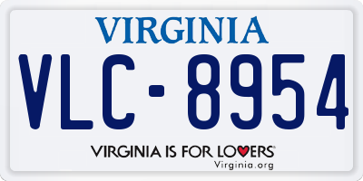 VA license plate VLC8954